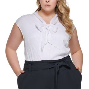 Calvin Klein Texture Tie Neck Top